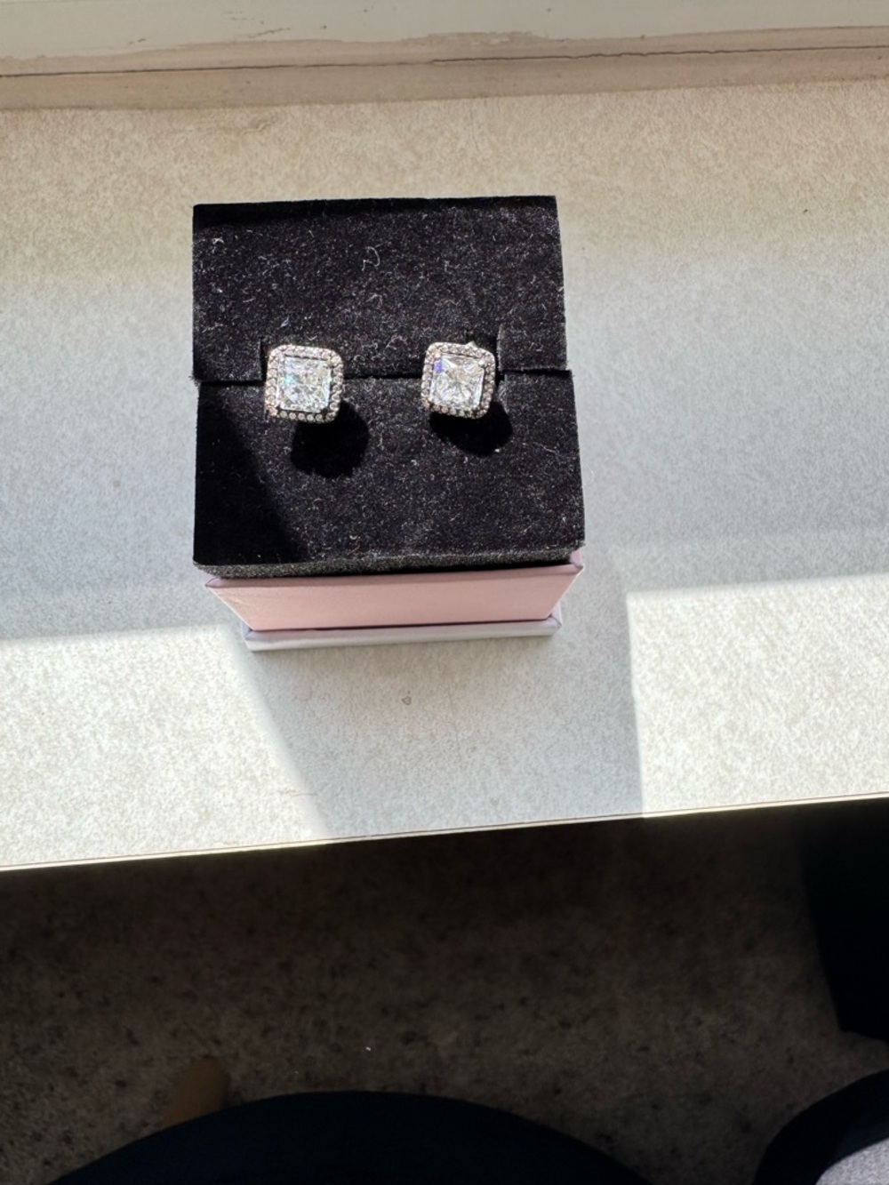 Pandora Square Halo Earrings - Picture 2 of 4